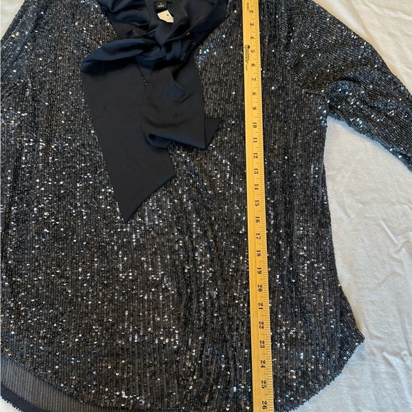 Ann Taylor Navy Sequin Blouse with Bow Accent - NWT - XL - Picture 11 of 11